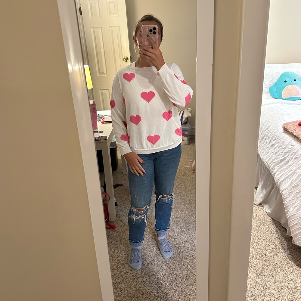 Pink Lily heart sweater